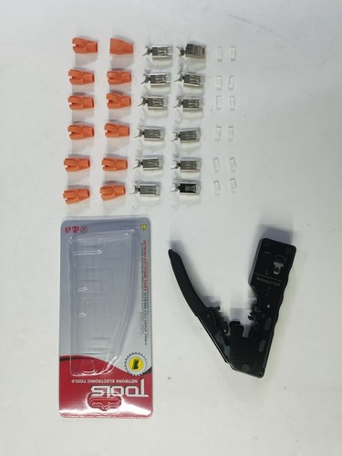 Cat7 Netzwerkstecker 12x Stecker RJ45 Netzwerk Werkzeug Set Crimpzange Montage - Afbeelding 15 van 18