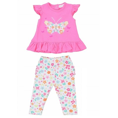 Babaluno Baby Girls Pink Butterfly Cotton Top & Leggings 0 3 6 9 12 18 24 Months