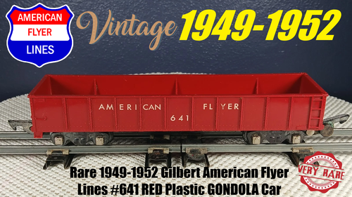 Rare 1949-1952 Gilbert American Flyer Lines #641 RED Plastic GONDOLA Car