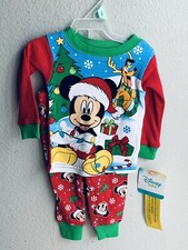 Disney Infant Boys Mickey Mouse Santa Claus Christmas Holiday Pajamas.  9 Months