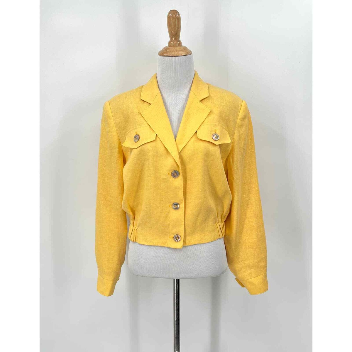 ジャケット・アウター 80s Y's \"Cropped Linen Jacket\" VINTAGE INTERNATIONAL SCENE Jacket Womens 6 Yellow 80s Linen