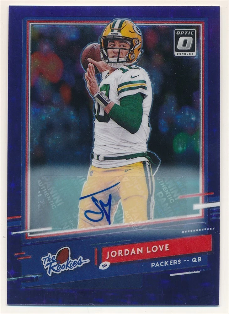 JORDAN LOVE 2020 DONRUSS OPTIC THE ROOKIES PURPLE STARS AUTOGRAPH RC AUTO #01/25