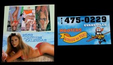Vtg Hooters Wings to Fly Magnet Evansville IN & 2002 Sexy Bikini Mini Calendar