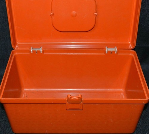 Vintage Wilson MFG Will-Hold Plastic Sewing Box Chest No Removable Tray Orange - Picture 4 of 6