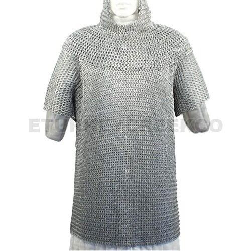 Museum Replica Chain Mail Armor Long Shirt and Coif Head Chainmail - Picture 2 of 3