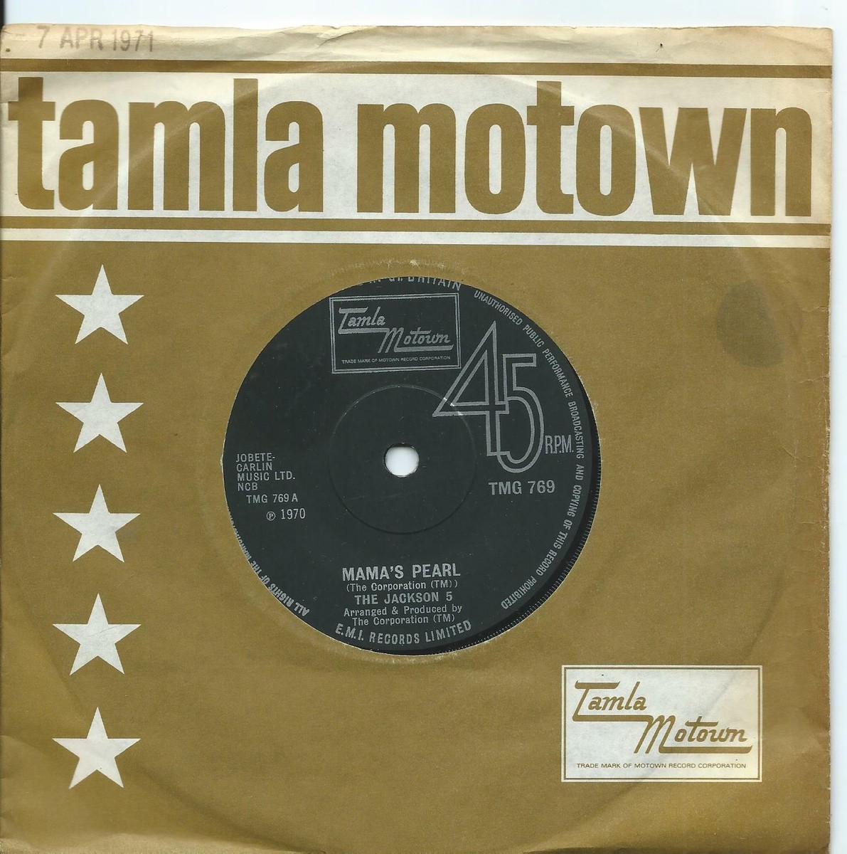 Jackson 5 (The):Mama's pearl/darling dear:UK Tamla Motown