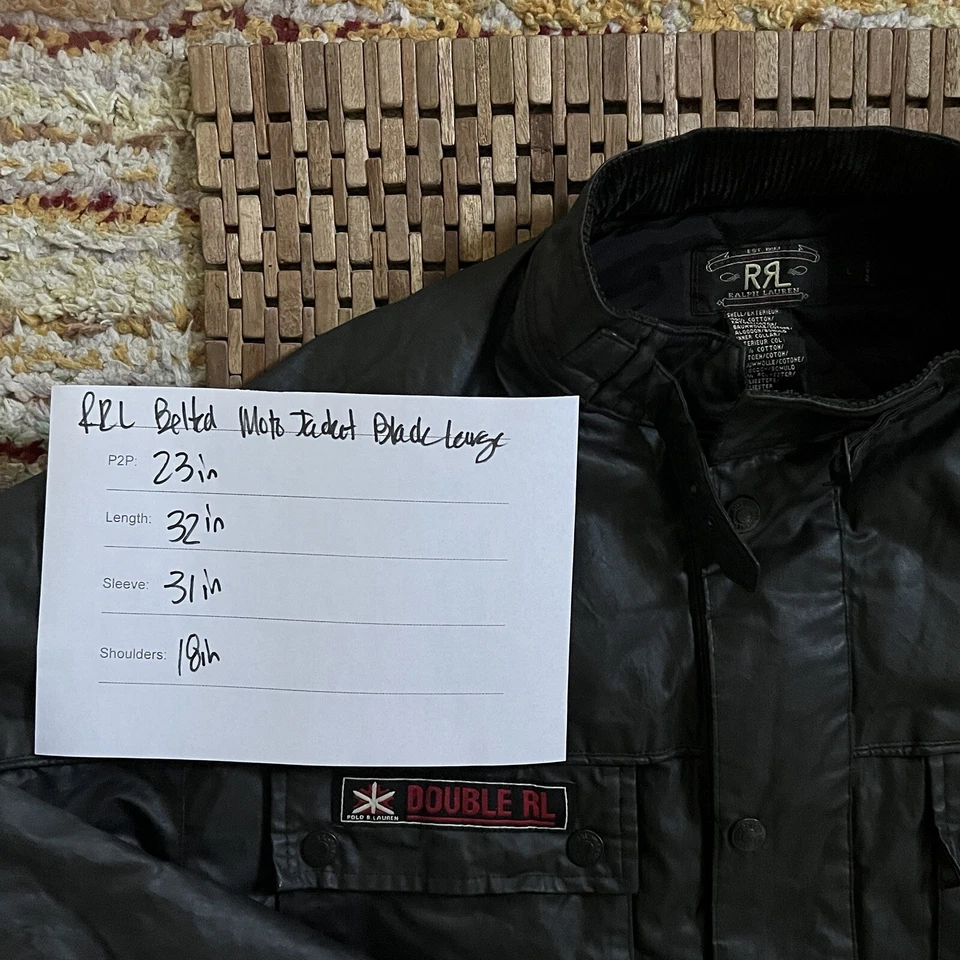 RRL Ralph Lauren Doble RL Chaqueta de Motocicleta con Cinturón Negra Para Hombre Grande L Foto 4 de 4