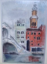 Franz Ehmke *1928 -2018 DDR Painter Pastel Italy Rialto Bridge Canal Church