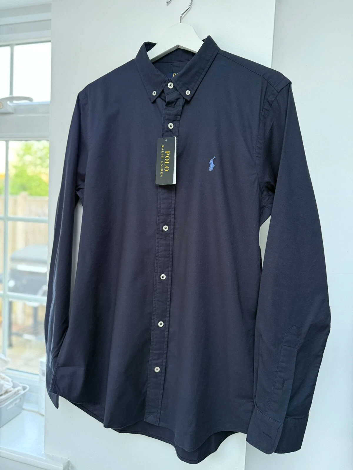 Polo Ralph Lauren Oxford Shirt Navy Blue Button Down Slim Fit Size Small
