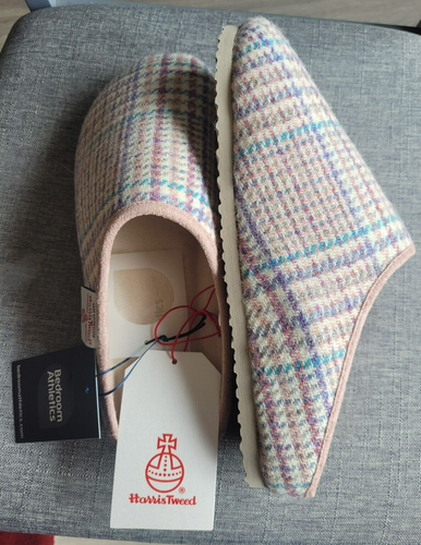 Bedroom Athletics Charlotte-Harris Tweed Slipper Clog- Natural POW Check -UK 8 - Picture 6 of 7
