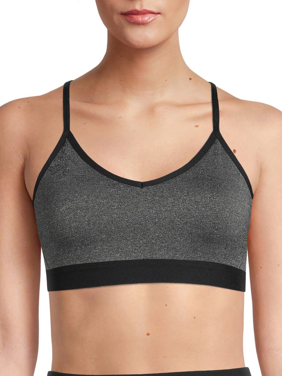 Women's Athletic Works Sports Bra Gray Wireless padded Racerback