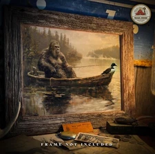 Vintage Sasquatch Bigfoot Art Print Common Loon Artwork Fishing Cabin Wall Decor