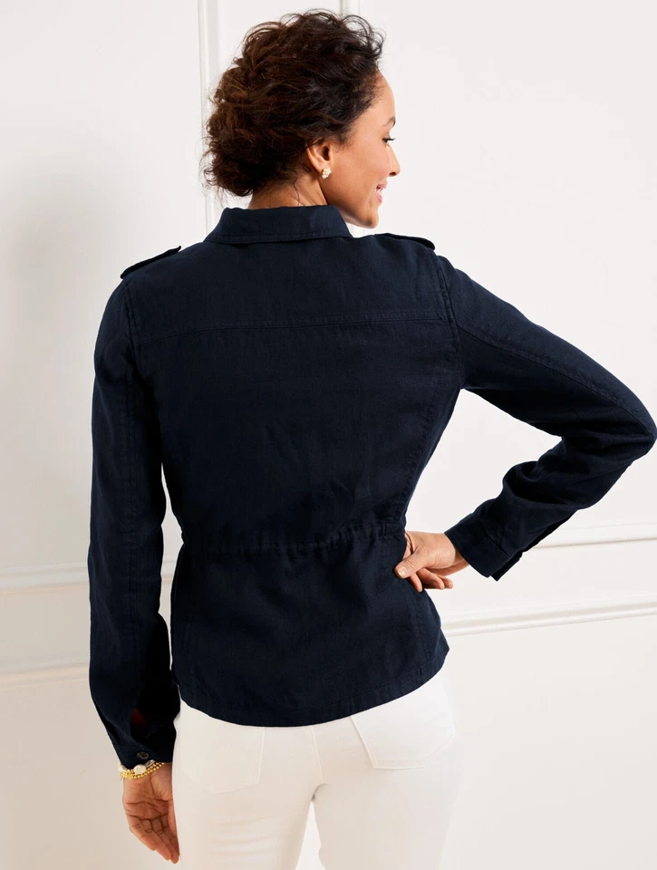 Washed Linen Shirt Jacket at Talbots, NWT $159 color WHITE - Image 3 of 3