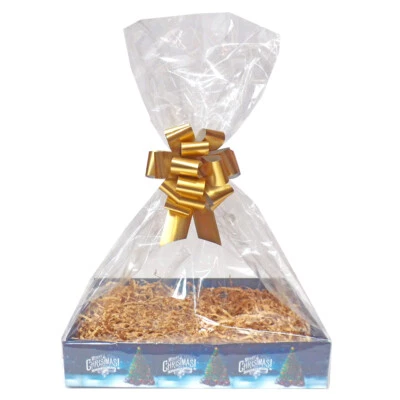 JAFFA IMPORTS Make Your Own XMAS Gift Basket DIY Hamper Kit - 35cm Tray, Shred, Bag, Bow, Tag