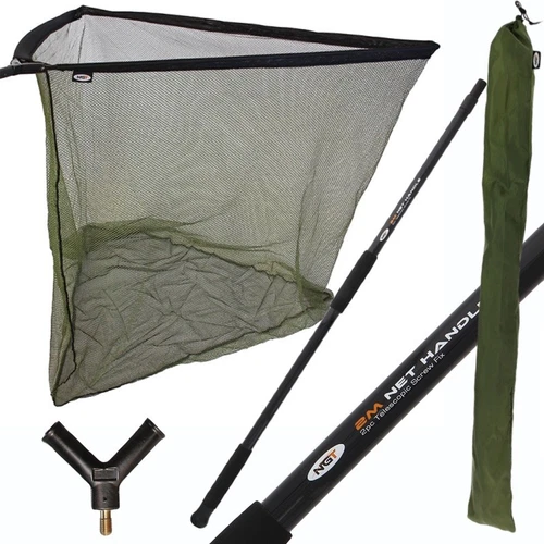 42" Carp Fishing Landing Net & Stink Bag With 2m Screw In Landing Net Handle NGT