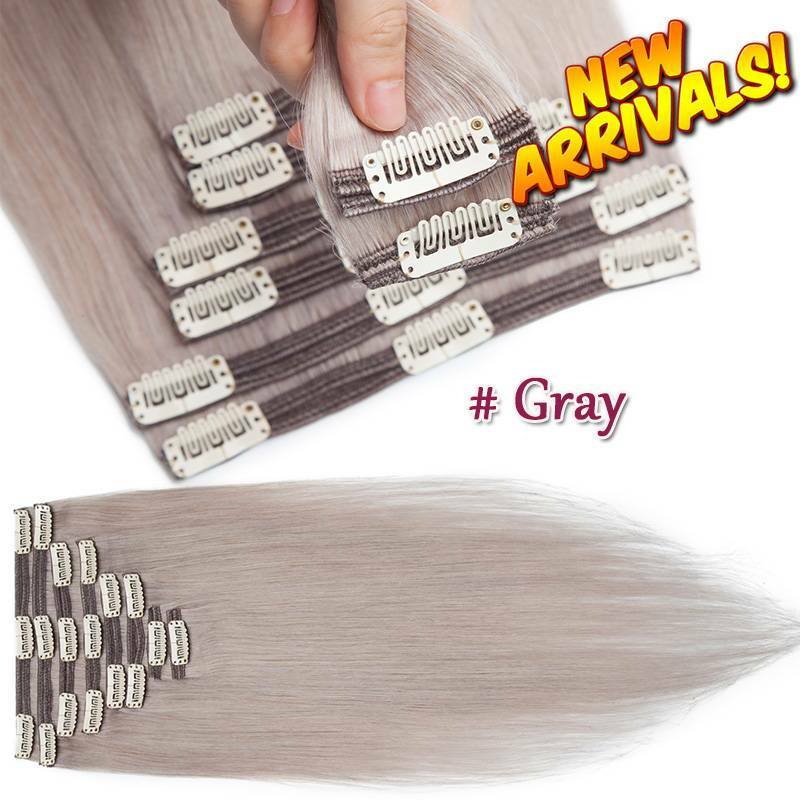 200g Double Weft Clip In 100% Remy Human Hair Extensions Thick Full Head US R03 Nowe wydanie, prawdziwa gwarancja