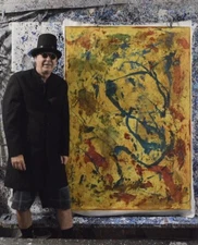 64”X44” Jackson Pollock style canvas ￼painting Acrylic,Abstract, Modern,X Large