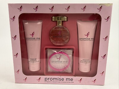 Promise Me by Susan G Komen 4 PC Gift Set -1.0 oz EDT+3.4oz B/L+S/G+Wrist Band