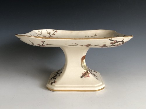 Antique George Jones & Sons England Brown Transferware Polychrome Compote - Picture 8 of 12