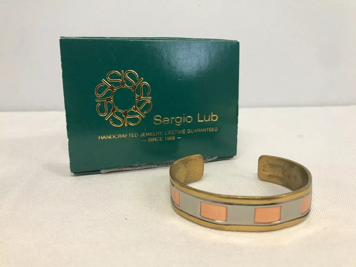 SIGNED SERGIO LUB 3 TONE COPPER with RECTANGLE CUFF BRACELET