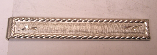 1-11/16" Detailed Border Engraved Design Silver Tone Vintage SWANK Tie Bar Clip - Picture 3 of 6