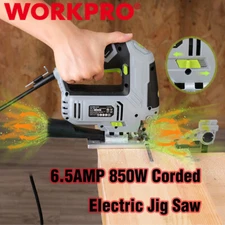 WORKPRO Jigsaw 6.5AMP 850W Corded Electric Jig Saw Tool Kit 3000SPM 7PCS Blades