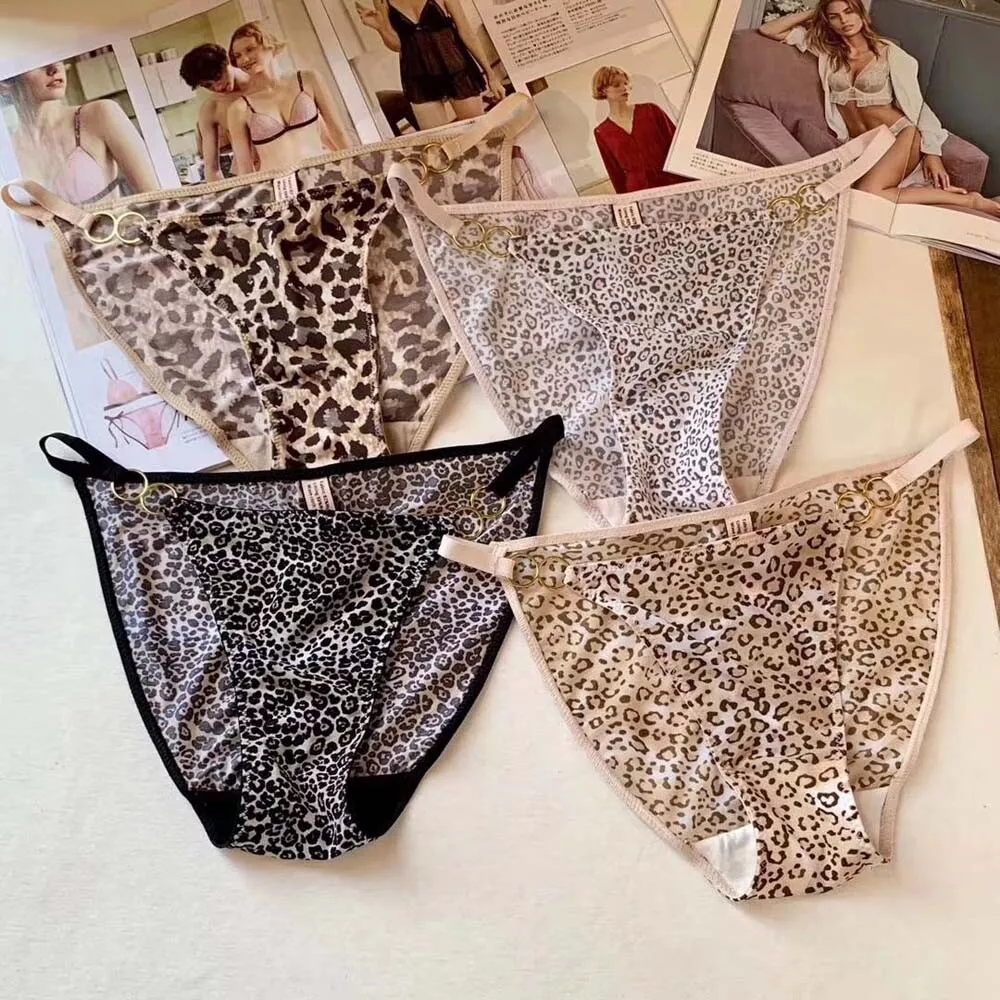 Leopard Print Sexy Underwear Milk Silk Women Lady Panties Triangle