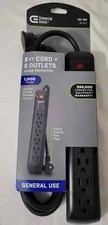 Commercial Electric 6-Outlet Surge Protector with 8 ft. Cord and 45 Degree Flat