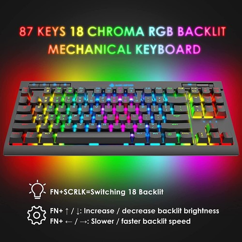 FREEWOLF MK17 Wired RGB Mechanical Keyboard and 6400 DPI Mouse Set Blue Switch - Picture 3 of 15
