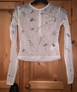 embellished mesh top