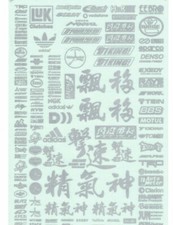 Rc 110 Decals Japanese Logo Sponsors Drift Decals Stickers 12x8 Silver New