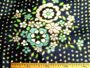 Vintage-1930-039-s-Thin-Silky-Fabric-Dotted-Floral-Peach-Green-Brown-36-034-W-x-36-034-L