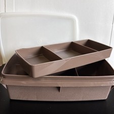 Vintage Tupperware Tuppercraft Organizer Brown 767-2 Stow N Go W/Lid and Tray