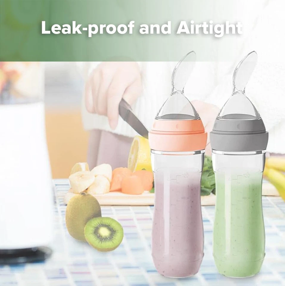 Silicone Baby Food Dispensing Spoon Feeder 4Oz - Infant Squeeze Cereal Feeder, B - Image 3 of 4