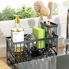 Cisily Sink Caddy Sponge Holder w/ Brush Rack  Self-Drain Tray - Rustproof