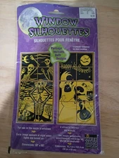 Vintage 2000 Paper Magic Group Halloween Window Silhouettes Ghosts Skeletons New