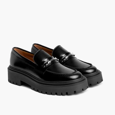 Thursday Boots Penny Platform Lug Sole Loafers Black Silver | Chunky Preppy Chic