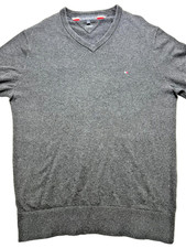 Tommy Hilfiger V-Neck Sweater Men'S Large Dark Blue  Pima Cotton Cashmere