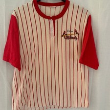 St Louis Cardinals Vintage 1988 5050 Pinstripe T Shirt Henley Jersey Baseball XL
