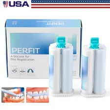 Dental Bite Registration Material Fast Set 2 Cartridges of 50ML Mixing Tips