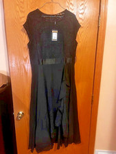 Miusol Womens Size 1XL Black Lace Cocktail Dress Ruffle NWT