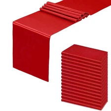 15 Pack Red Table Runners Christmas Satin Table Runner 12x108 Inches Long Sil...