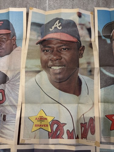 Vintage Topps 1968 Baseball Poster Insert Lot (15) Hank Aaron Willie Mays Yaz selten! - Bild 3 von 11