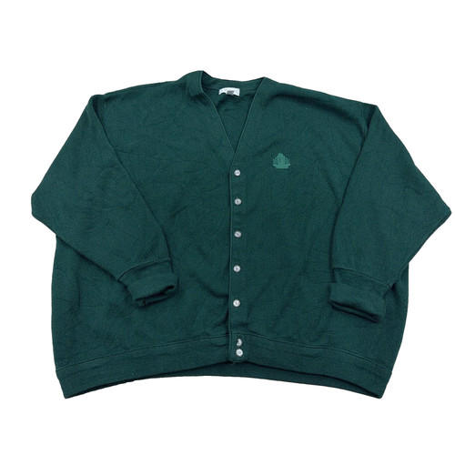 Izod, Vintage Izod Cardigan Sweater Men Big 5X Green Acrylic Button Up 80s USA Grandpa