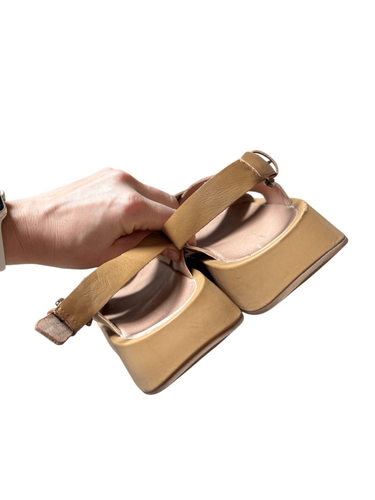 Madewell The Maeva Flatform Leather Sandals size 9 Amber Brown Tan Slingback - Picture 6 of 10