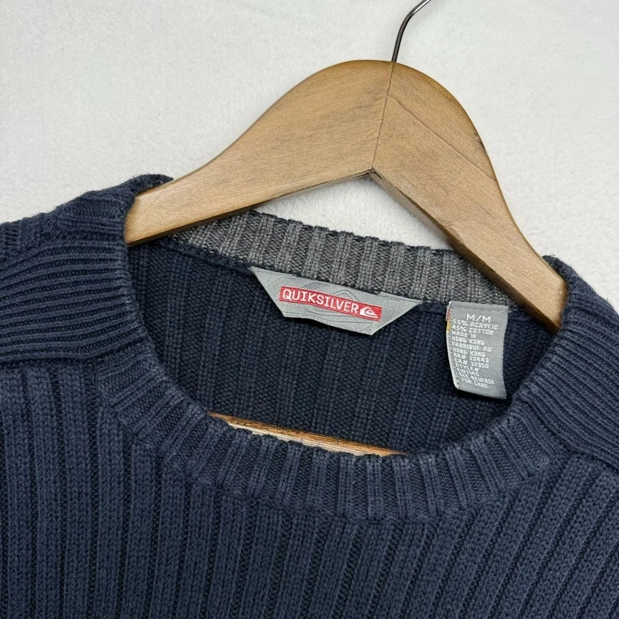 Винтажный Quiksilver свитер мужской средний синий темно-синий туго вязаный ребристый мышцы y2k - Изображение 4 из 4