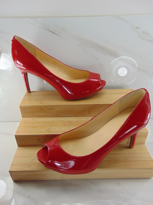 Liz Claiborne (NEW) Red Patent  Peep Toe Stiletto Pumps Slip On 7.5 M