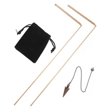 Exploration Kit 99 9% Copper Dowsing Rods with Pendulum for Soul Consultation