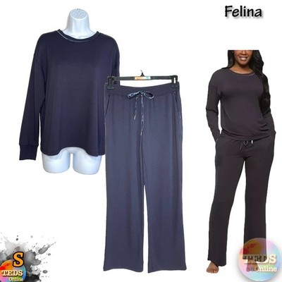 NWT Felina Women's S Aria Long Sleeve Crewneck and Pant Lounge Set 900823