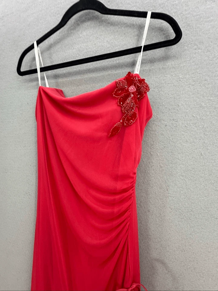 Vintage Jodi Kristopher Womens Hot Pink Strapless Ruffle Hem Formal Dress Large - Image 2 of 4